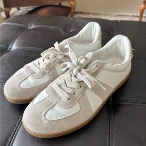 Madden Girl White and Tan Sneakers